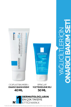La Roche Posay Yağlı Ciltler İçin Onarıcı Bakım Seti: Cicaplast Baume 40ml & Effacler Yüz Temizleyici 50ml
