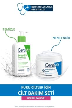 CeraVe Kuru Ciltler Için Cilt Bakım Seti:Nemlendiren Temizleyici 236ML&Nemlendirici Krem 340GR