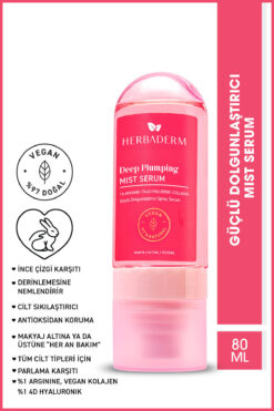 Herbaderm Güçlü Dolgunlaştırıcı Mist Sprey Serum, Makyaj Altına/Üstüne, 80 ml
