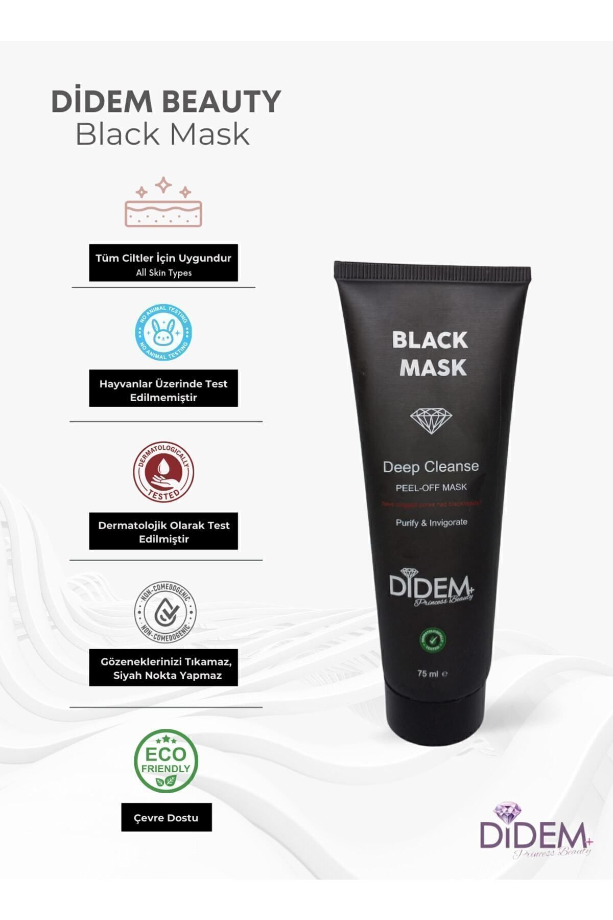 DIDEM BEAUTY Soyulabilir Black Mask 75 ml - Görsel 3