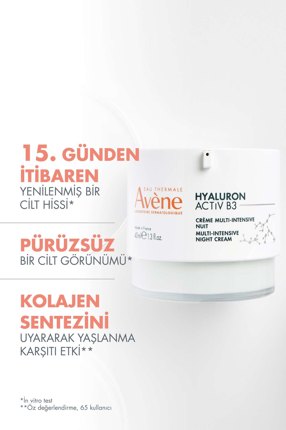 Avene Hyaluron Activ B3 Hyaluronik Asit ve Niasinamid İçerikli Yoğun Gece Kremi 40 ml - Görsel 2