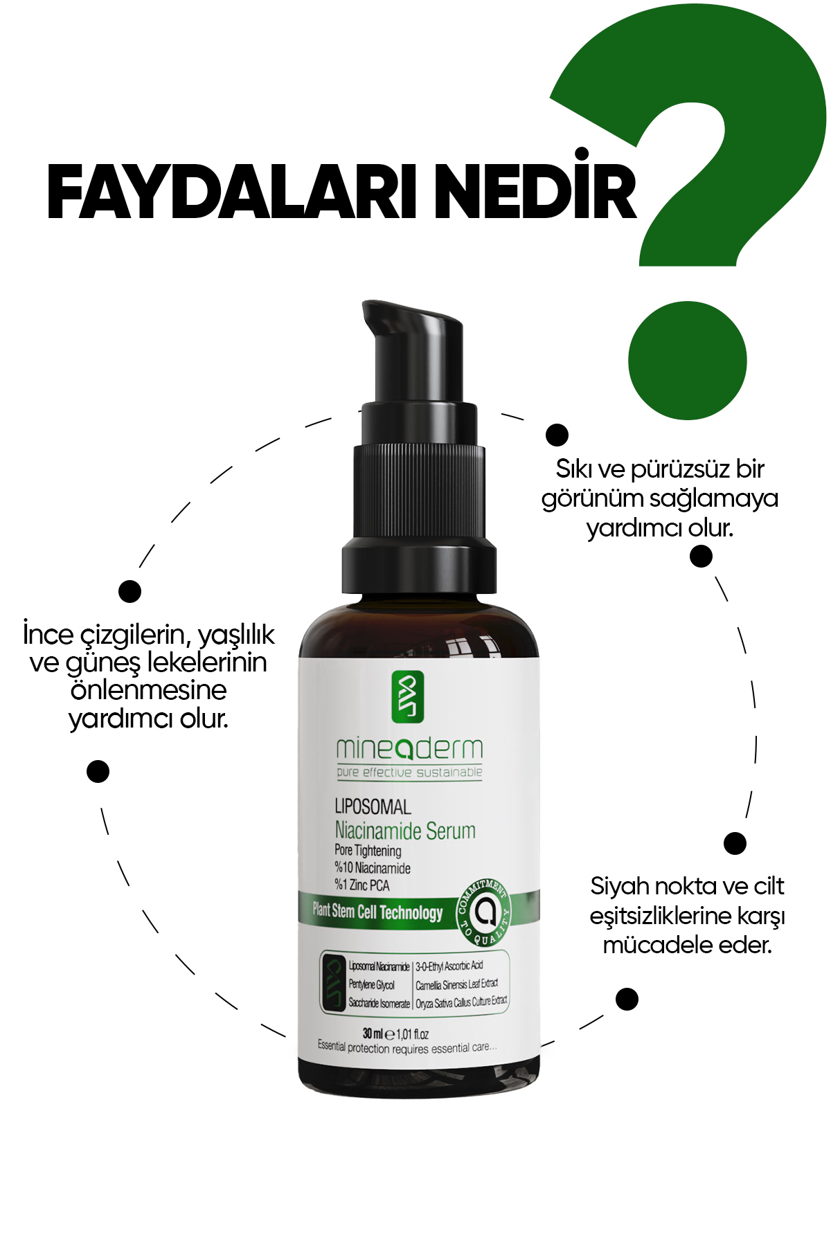 mineaderm Gözenek Sıkılaştırıcı Liposomal Niasinamid Serum/Pore Tightening Liposom %10 Niacinamide Serum - Görsel 2