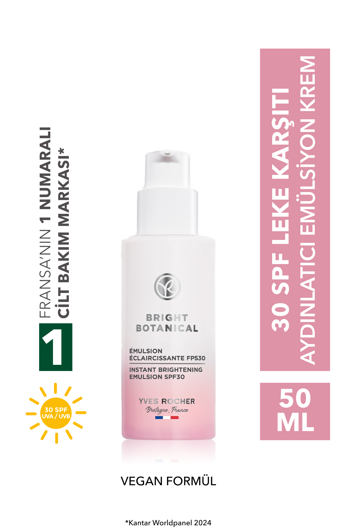 Yves Rocher Leke Ve Kırışık Karşıtı Bitkisel Bakım Bright Botanical - E Vitamini - 30 Spf Emülsiyon Krem-50 ml