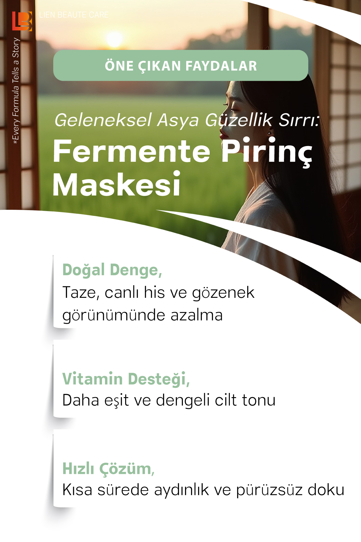Lien Beaute Lumirice Fermente Pirinç Özlü Yüz Vücut Maskesi Kolajen, Arbutin, Vitamin C & E, Jojoba 3'lü Paket - Görsel 3