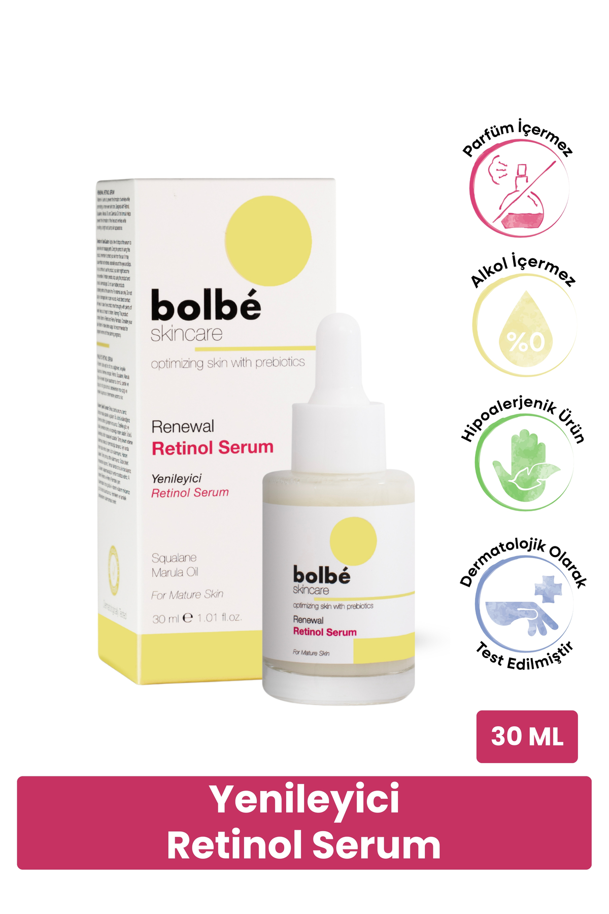 bolbé skincare Kırışıklık Karşıtı, Sıkılaştırıcı ve Yenileyici Retinol (A Vitamini) Gece Serumu - 30 ml