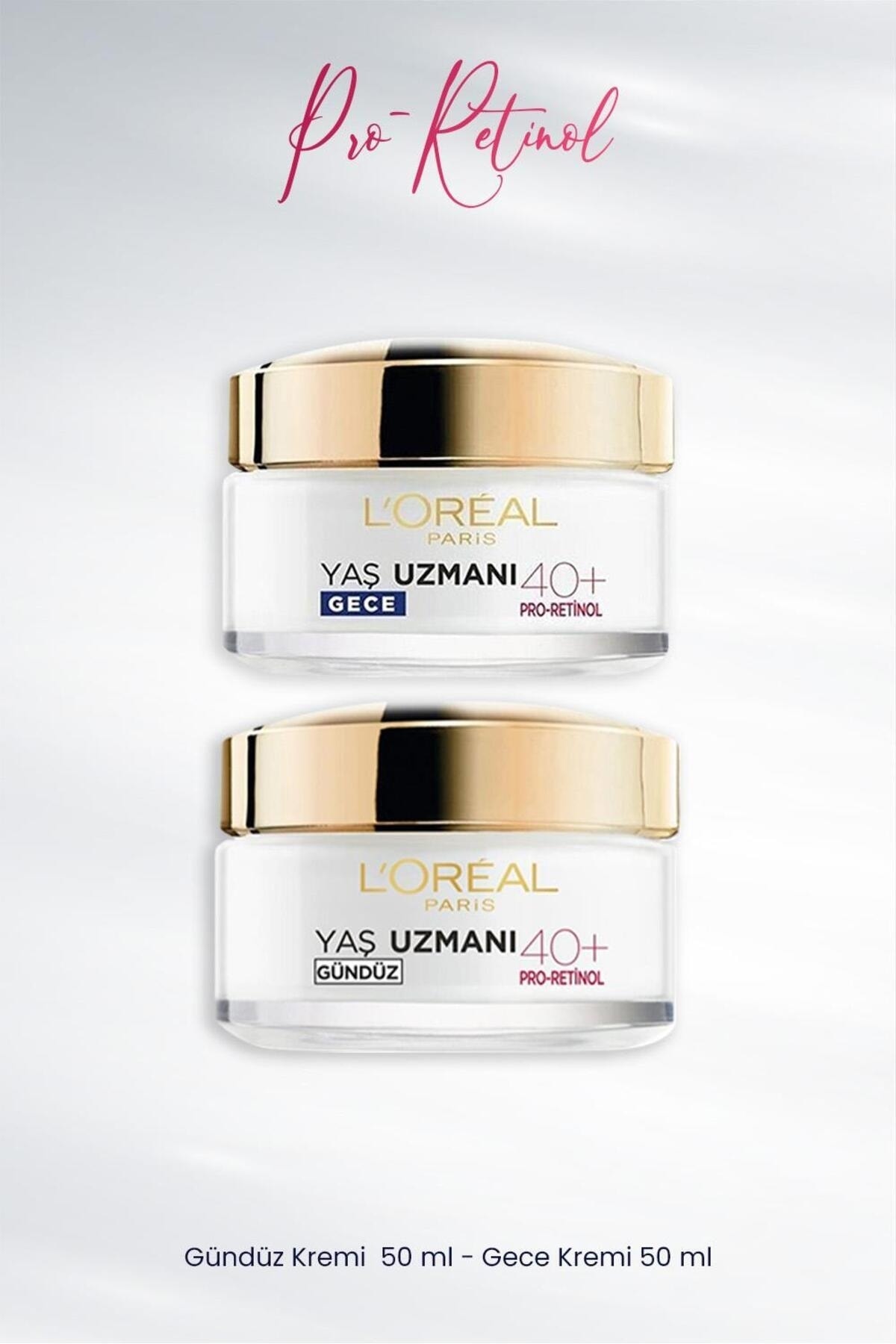 L'Oreal Paris Loreal Paris Yaş Uzmanı Kırışıklık Karşıtı Gündüz ve Gece Kremi 40+ Pro-Retinol 50 ml