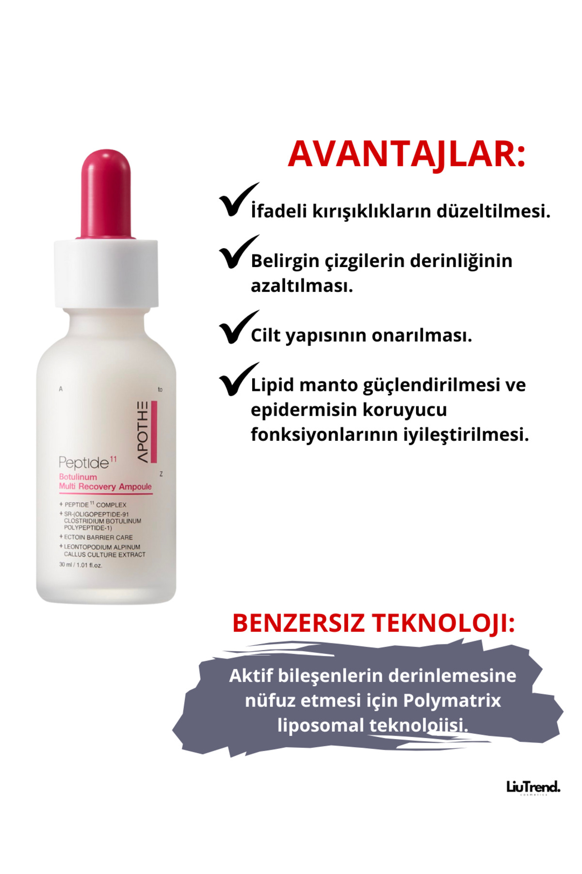 APOTHE Peptide 11 Botulinum Multi Recovery Ampoule 30 ml Botulinli lipozomal çoklu ampul - Görsel 3
