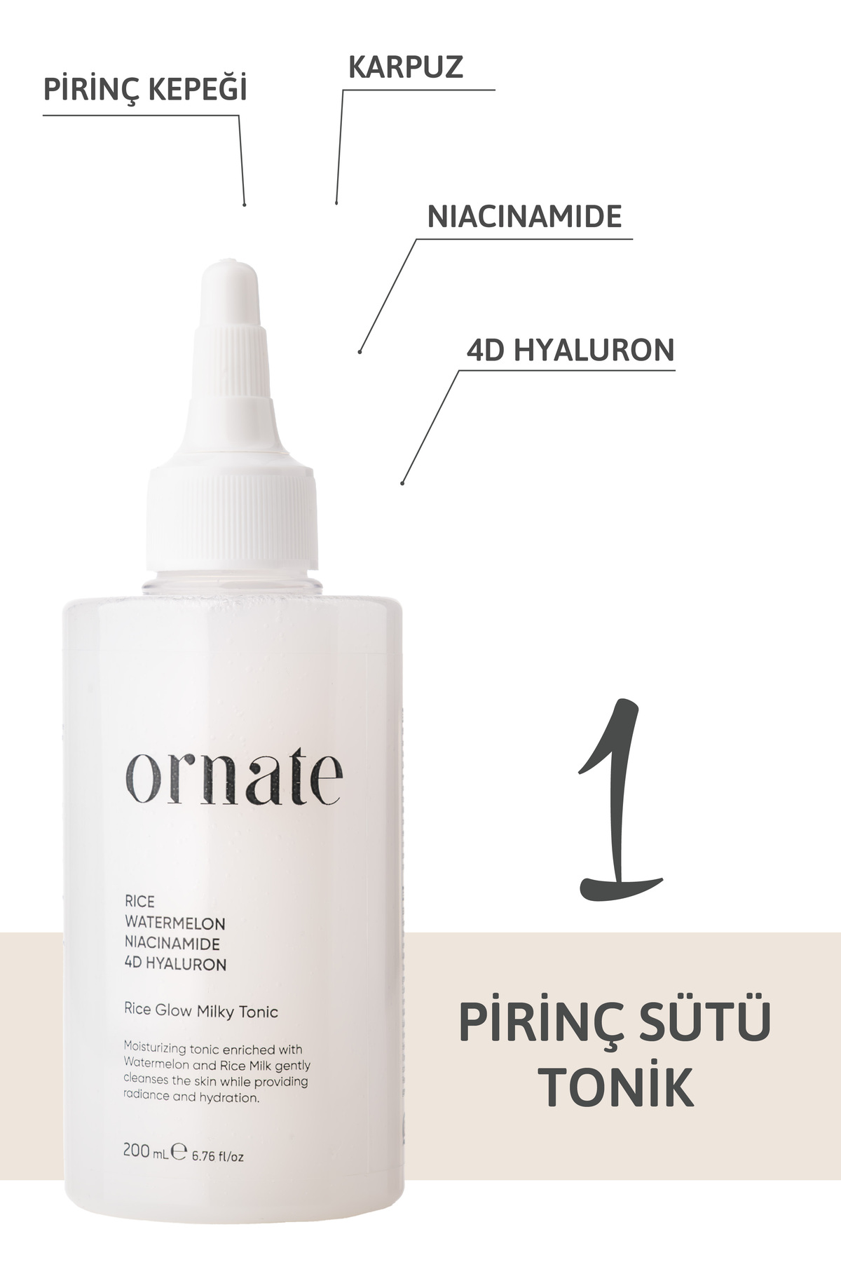 ORNATE AHA BHA ve Niyasinamit içeren Gözenek Sıkılaştırıcı, Aydınlatıcı ve Nemlendirici 2'li Tonik Seti - Görsel 2