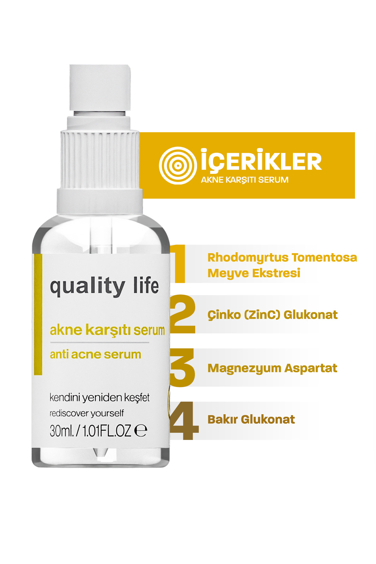 Quality Life Sivilce ve Akne Karşıtı Serumu 4 Aktifli - Kurutucu Giderici İzi Komedon Siyah Nokta Leke İz İzleri - Görsel 3