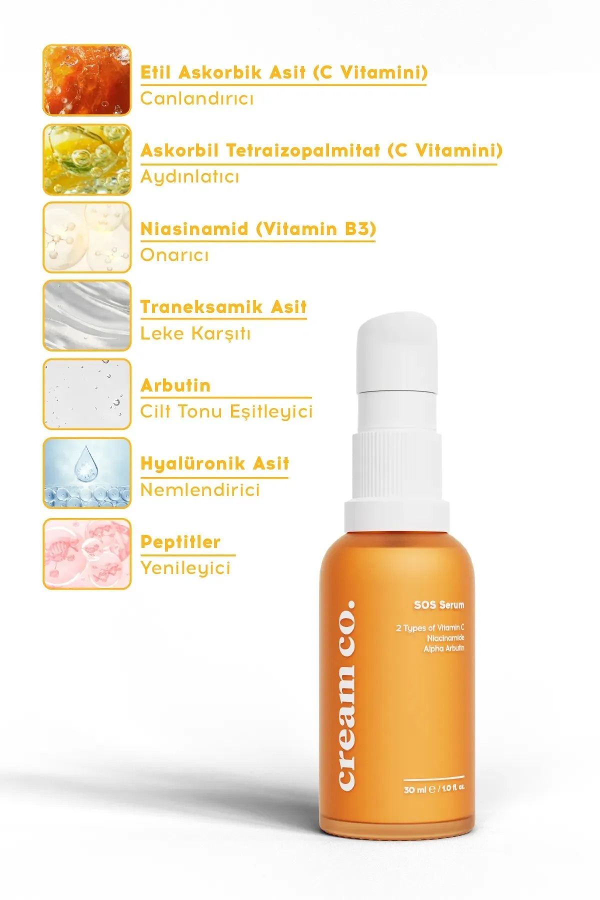 Cream Co. Cream Co. C Vitamini Arbutin Leke & Akne Karşıtı Bariyer Onarıcı Pürüzsüzleştirici Yenileyici - Görsel 3