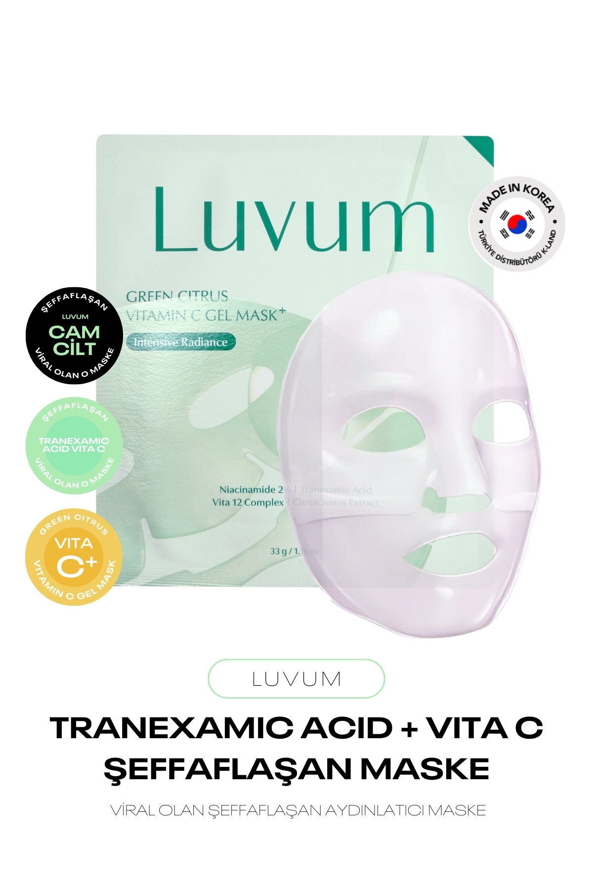 LUVUM Şeffaflaşan Jel Kore Maske Luvum Green Citrus Vitamin C Gel Mask