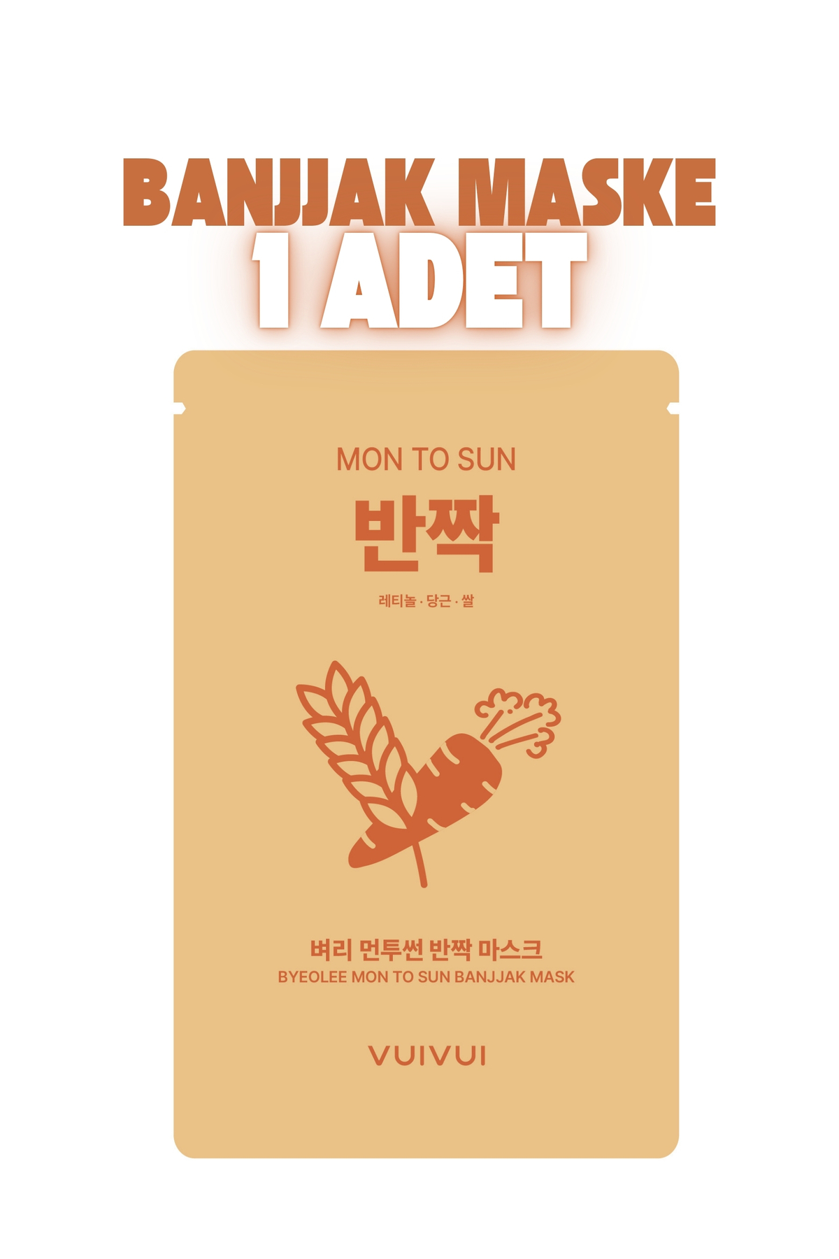 byeolee Tekli 1 Adet Pirinç Özlü Retinol CB50 Pancar Elma Havuç Özlü Canlılık Ve ışıltı Veren Kore Yüz Maske