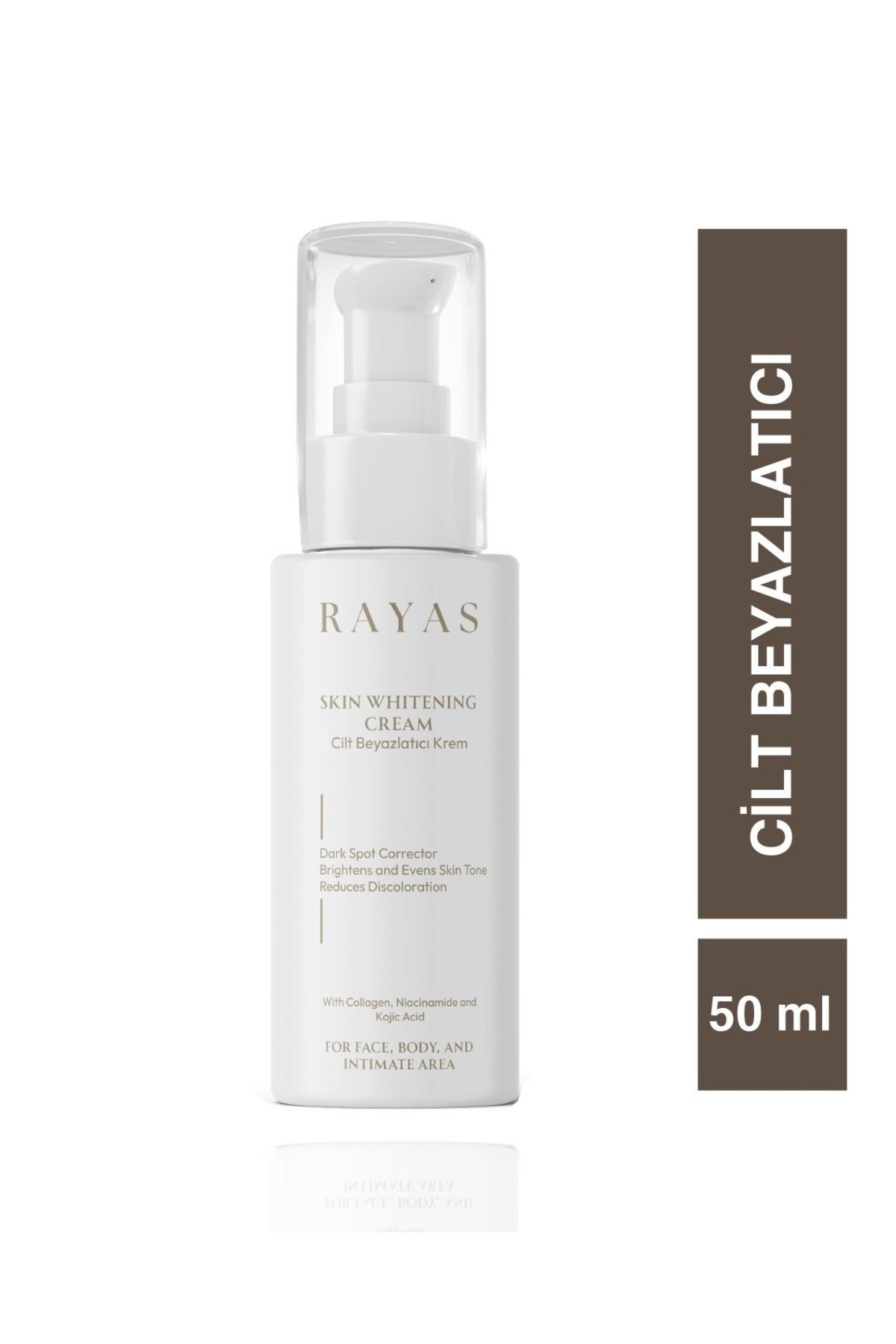 RAYAS Cilt Beyazlatıcı Aydınlatıcı Glutatyonlu Leke Karşıtı Krem Kolajen, Niacinamide & Kojik Asitli 50 ml