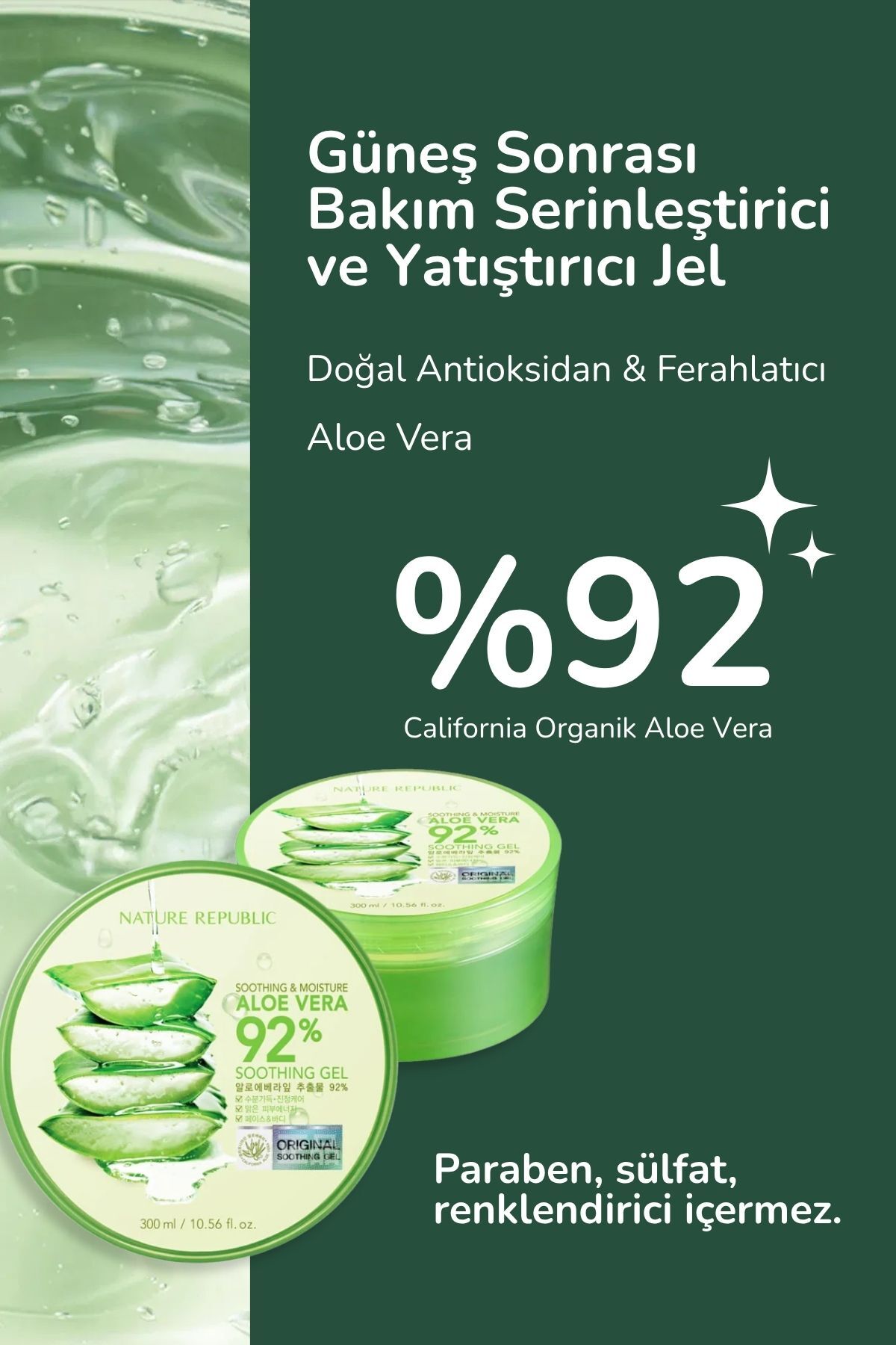 Nature Republic Sooting & Moisture Aloe Vera 92 Sooting Jel 300ml - Görsel 3