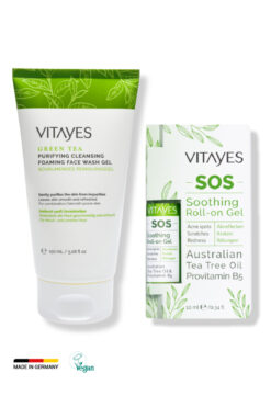 VITAYES Akne Sivilce Siyah Nokta Karşıtı Yüz Temizleme Jeli Ve Sivilce Sinek Isırması Sos Onarıcı Serum Seti