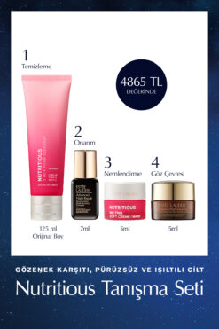 Estee Lauder Gözenek Karşıtı Cilt Bakım Seti - Nutritious Temizleyici 125ml, Serum 7ml, Krem 5ml, Göz Kremi 5ml