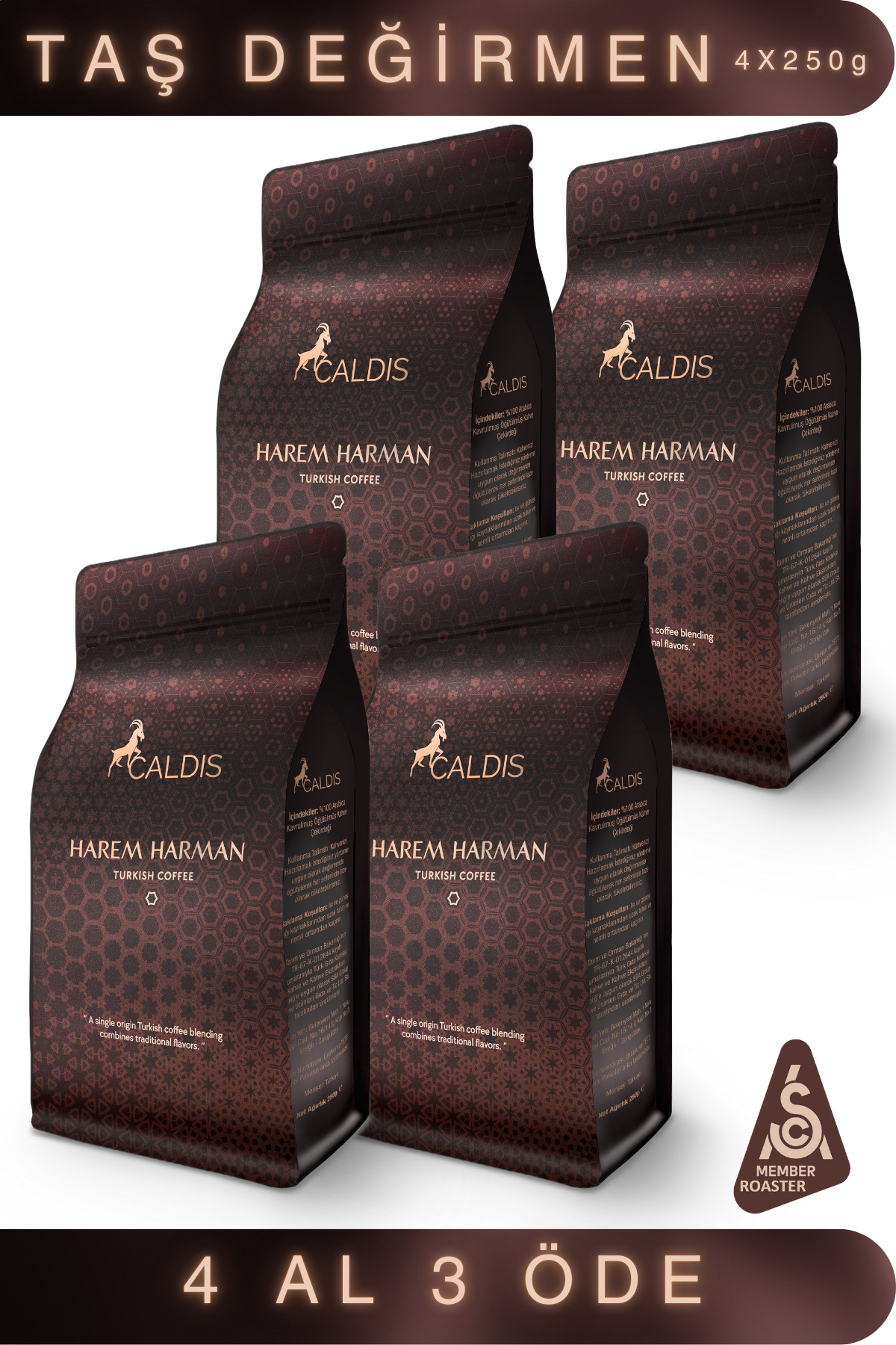 Caldis ® Harem Harman™ 4'lü 250 gr Türk Kahvesi