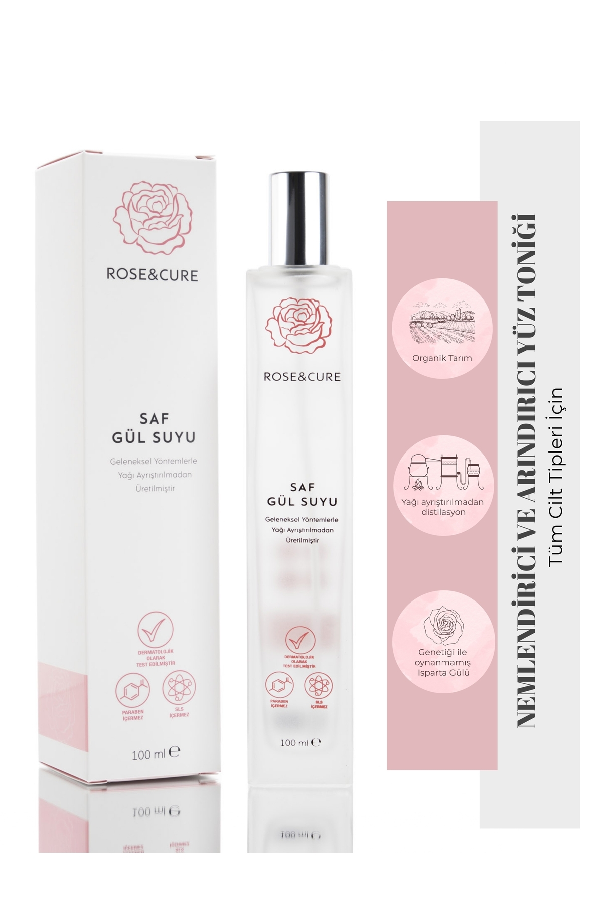 Rose and Cure Saf Gül Suyu 100ml- YENİ HASAT