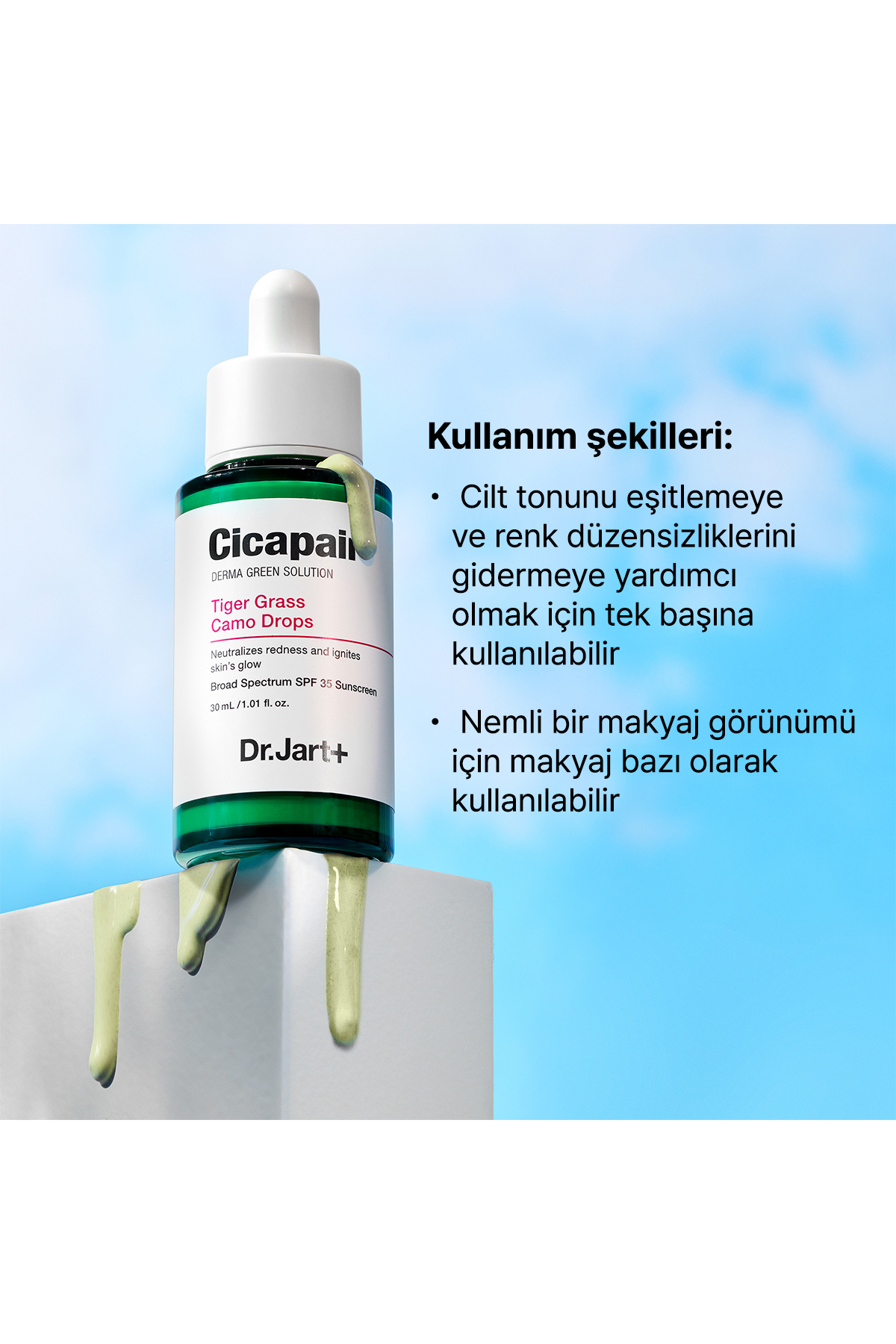Dr.Jart+ Cicapair™ Kaplan Otu İçeren Kızarıklık Karşıtı Renk Eşitleyici Bakım Serumu SPF35 30ML - Görsel 2
