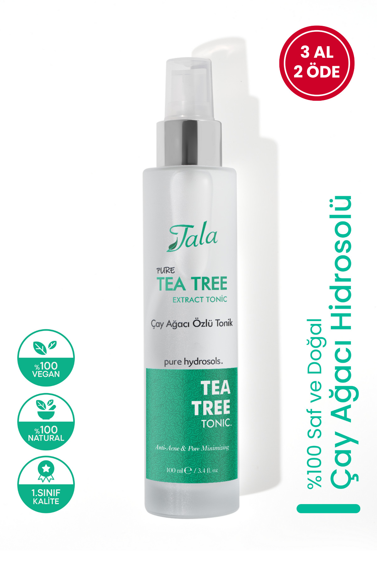 Tala Çay Ağacı Suyu Akne Karşıtı ve Gözenek Sıkılaştırıcı Arındırıcı Tonik %100 Saf ve Doğal 100 Ml