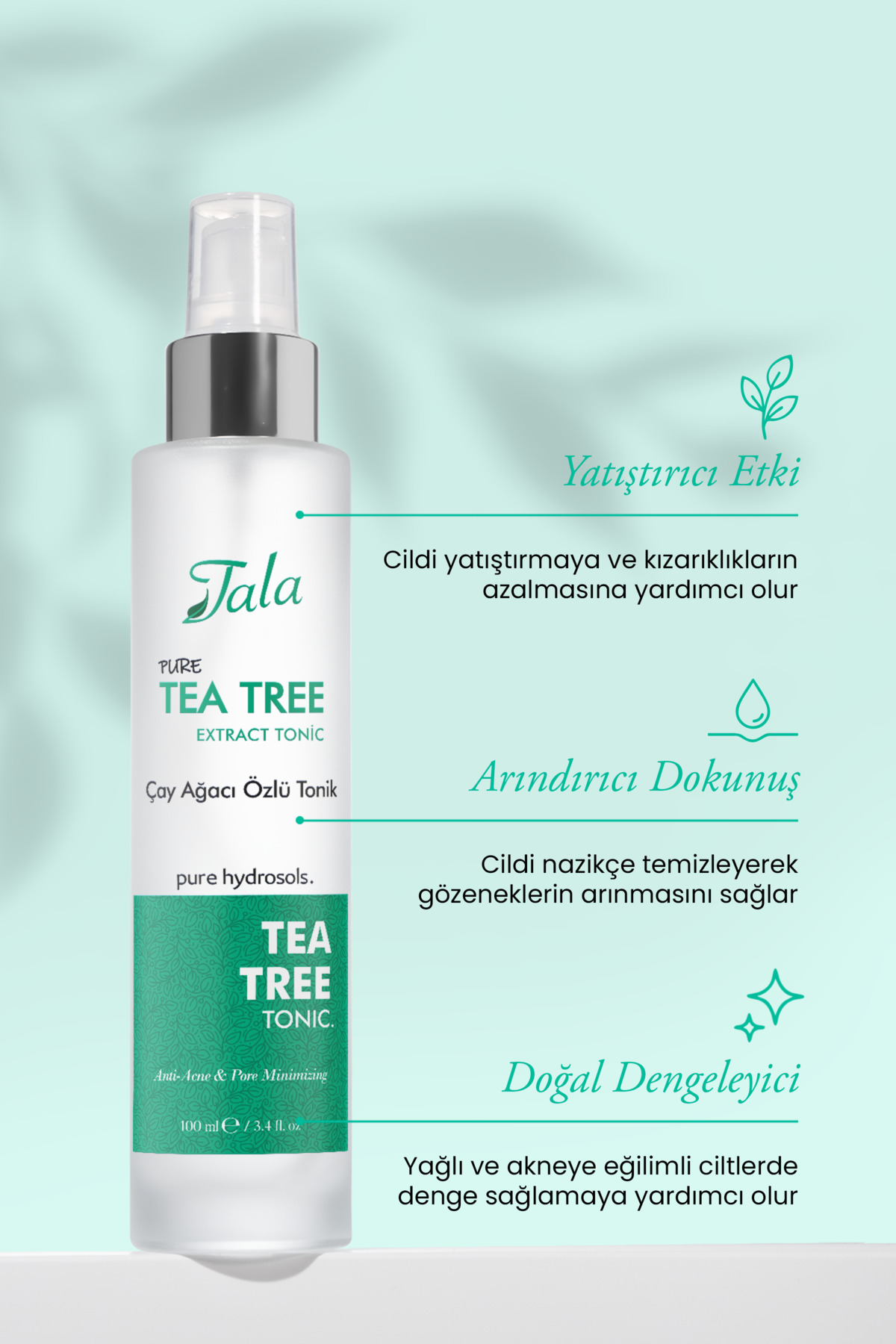 Tala Çay Ağacı Suyu Akne Karşıtı ve Gözenek Sıkılaştırıcı Arındırıcı Tonik %100 Saf ve Doğal 100 Ml - Görsel 3
