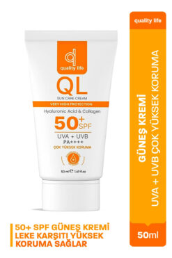 Quality Life Yüksek Koruyucu Yüz Güneş Kremi Leke Karşıtı Su Bazlı SPF 50+ Yağlı Karma Kuru Ciltler İçin 50 ML