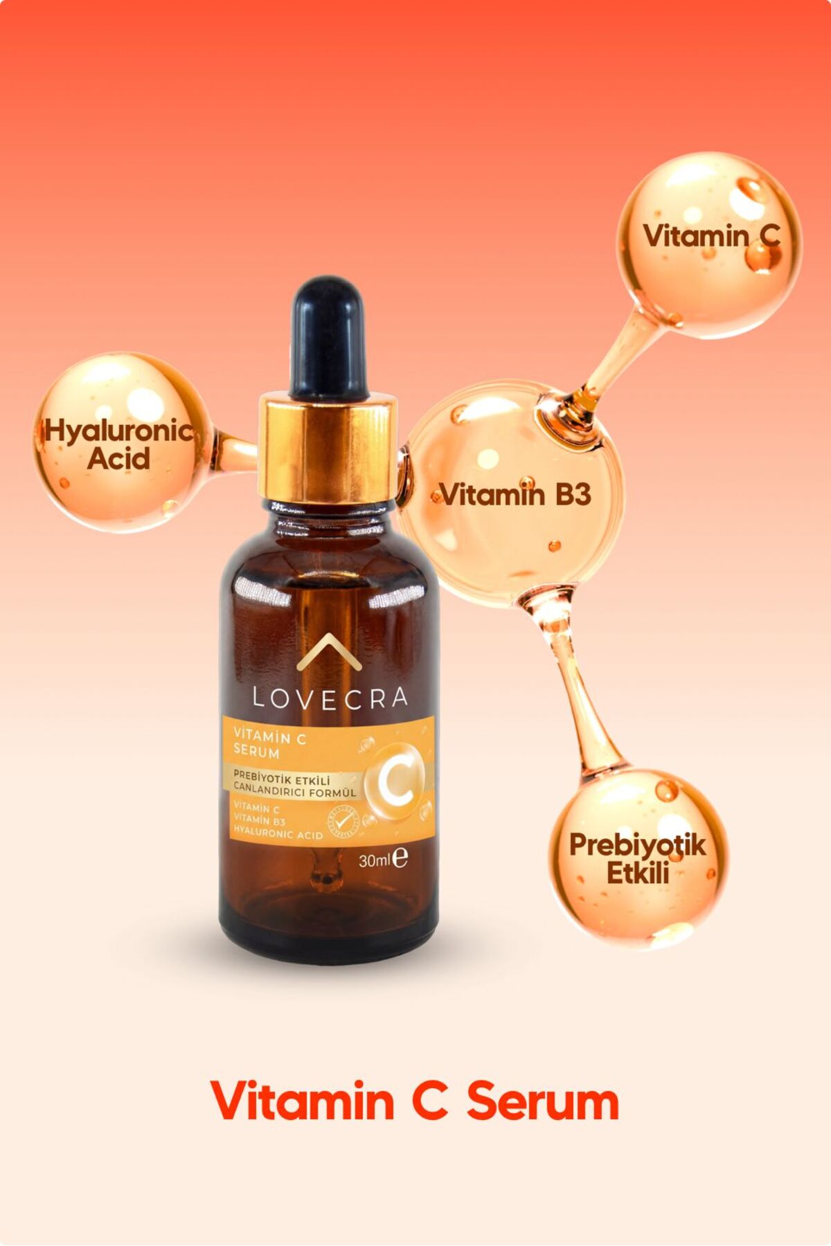 LOVECRA Vitamin C Serum B3 Vitamini Hyaluronic Acid Aydınlatıcı Nemlendirici Günlük Cilt Serumu 30 ml - Görsel 3