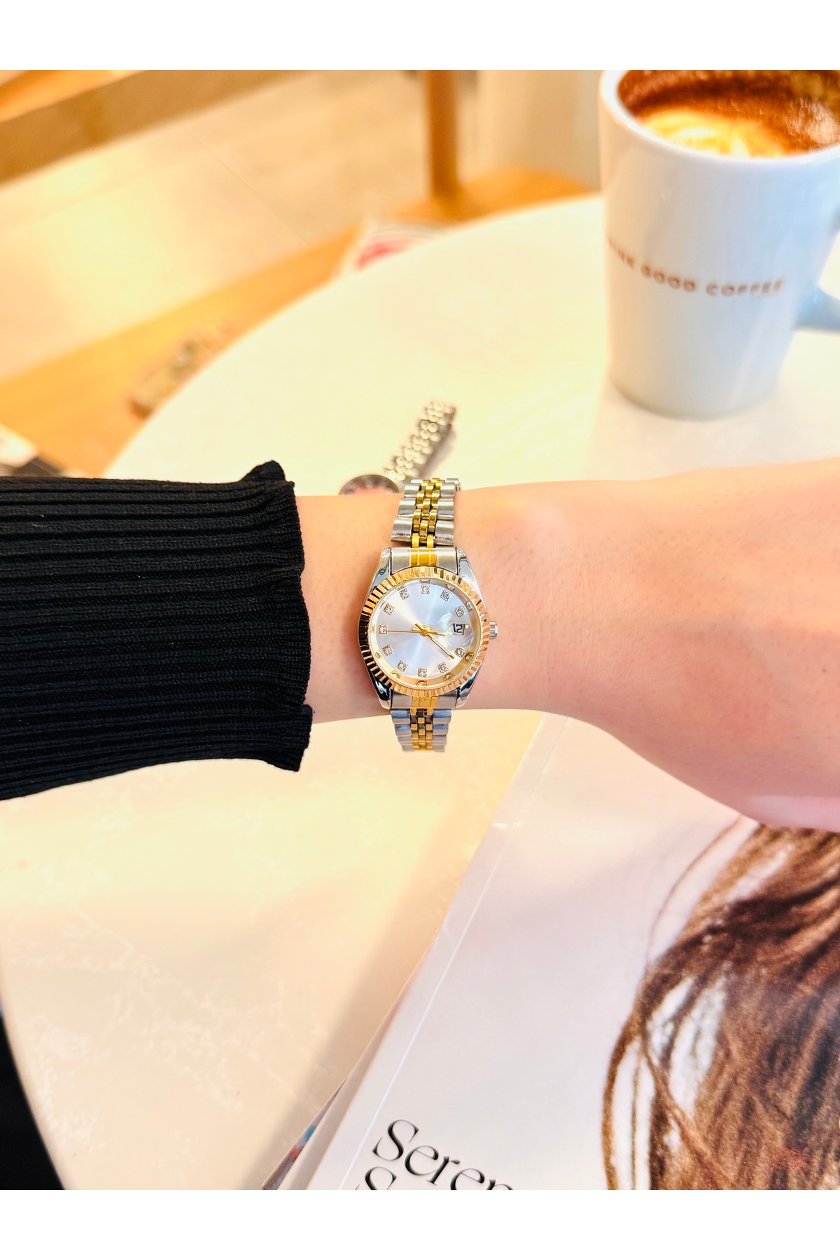 HNF LONDON ŞIK TAKVİMLİ ÇELİK KADIN SAATİ - Görsel 2