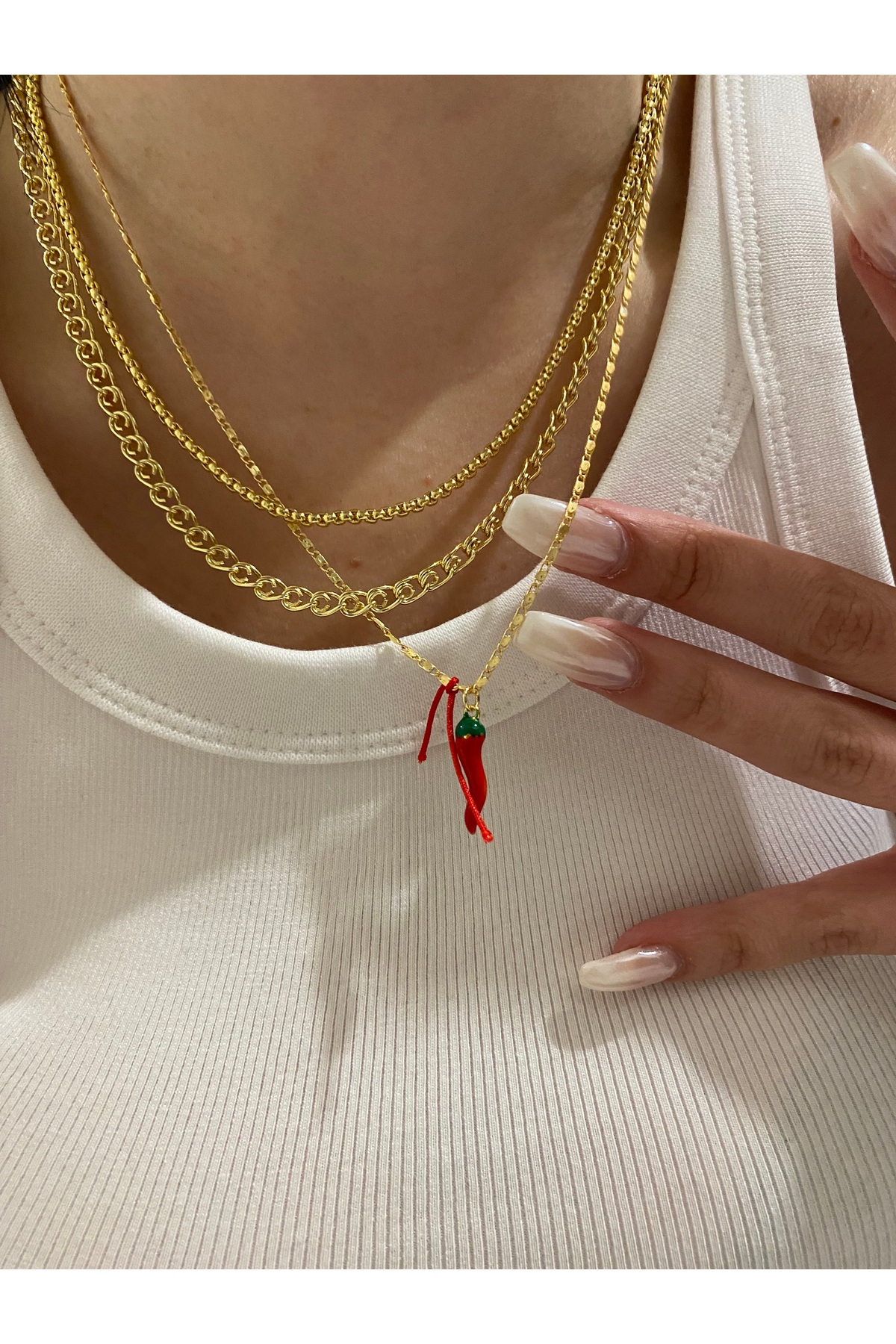 Fiamoss Kadın El Yapımı Biber Tasarım Kolye Seti