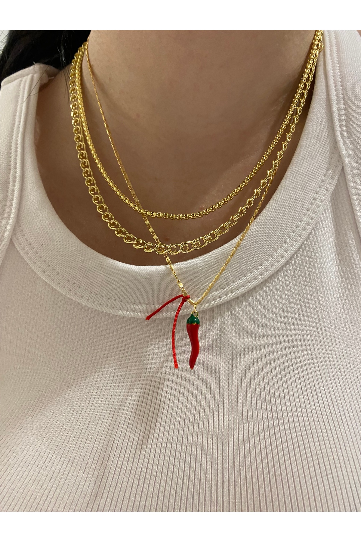 Fiamoss Kadın El Yapımı Biber Tasarım Kolye Seti - Görsel 2