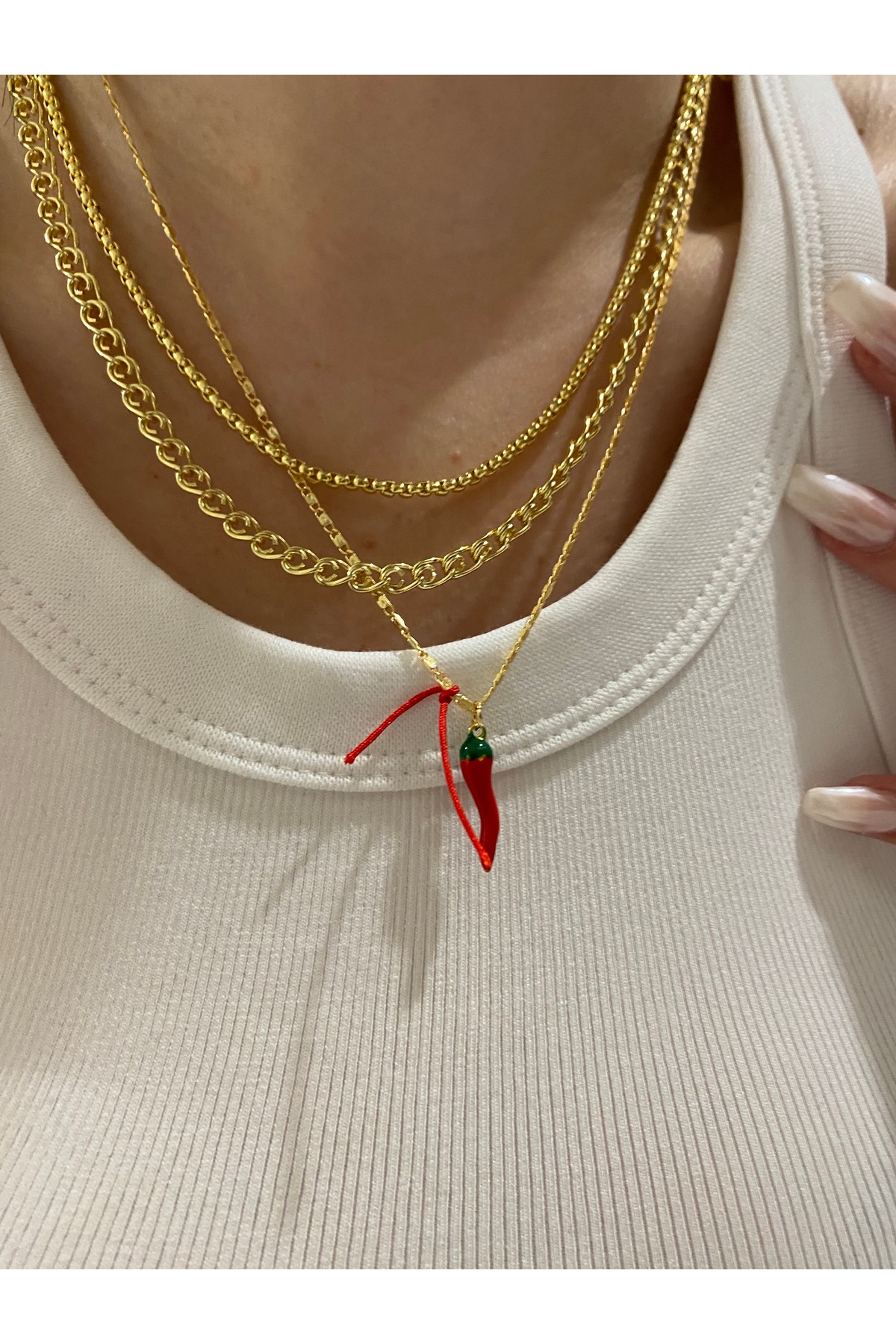 Fiamoss Kadın El Yapımı Biber Tasarım Kolye Seti - Görsel 3