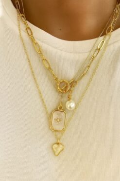 monalisatoka Kadın Kombin İnci Mine Detaylı Üçlü Kolye Seti