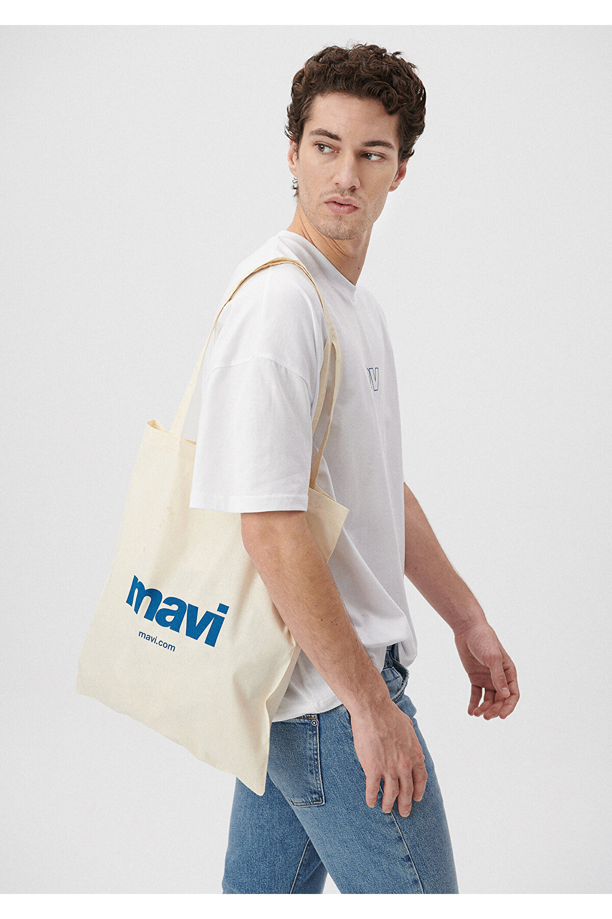 Mavi Logolu Çevre Dostu Geri Dönüştürülebilir Bez Çanta PO393918 - Görsel 3