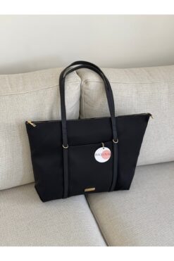 BAGLOVİS ASKILARI HALKA DETAYLI BÜYÜK SİYAH KADIN OMUZ ÇANTASI EN42 BOY32