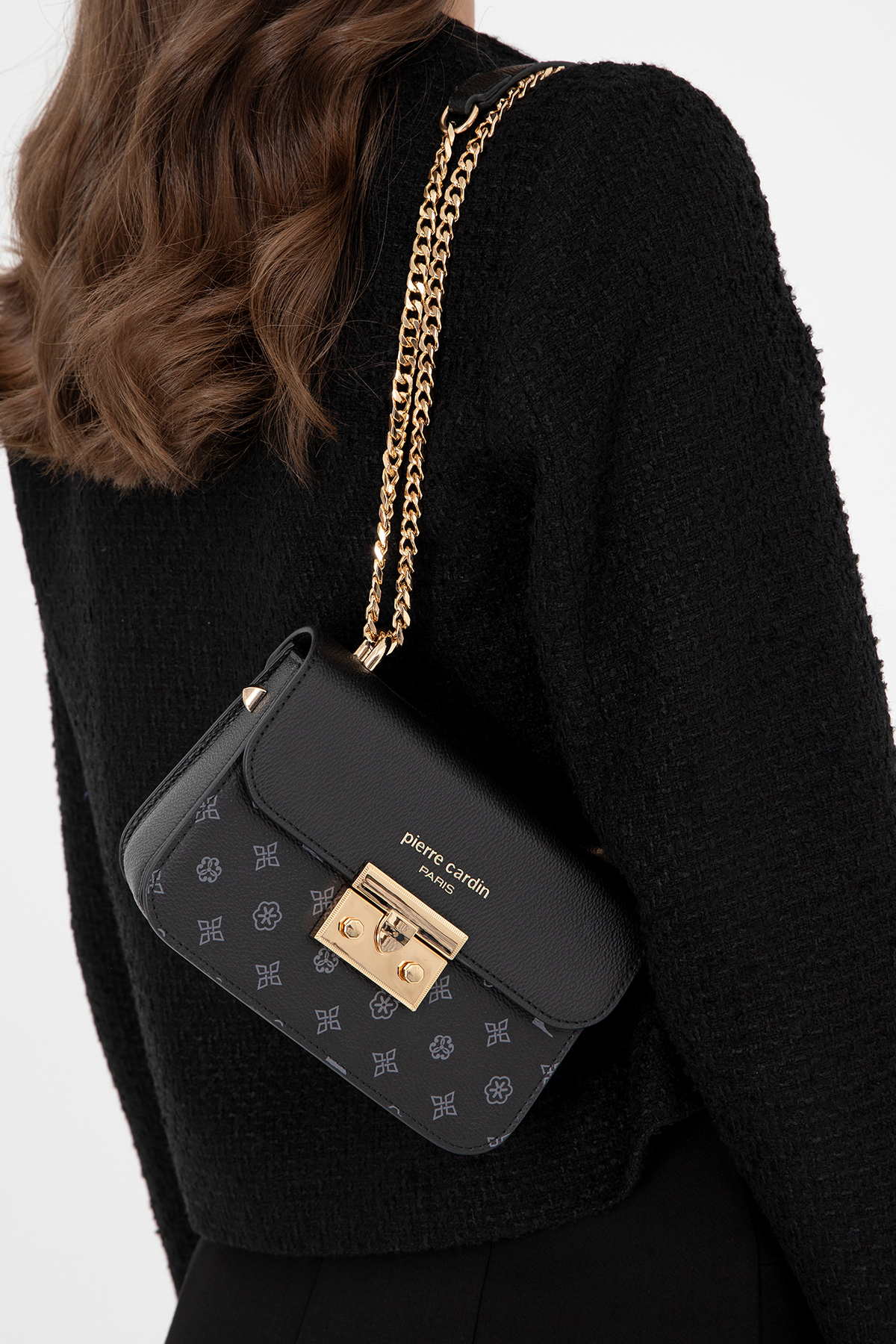 Pierre Cardin Siyah Monogram Kadın Omuz Çantası 05PC24K24105 - Görsel 2
