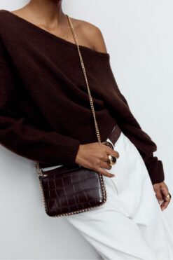 Stradivarius Boncuklu mini timsah deseni görünümlü çanta