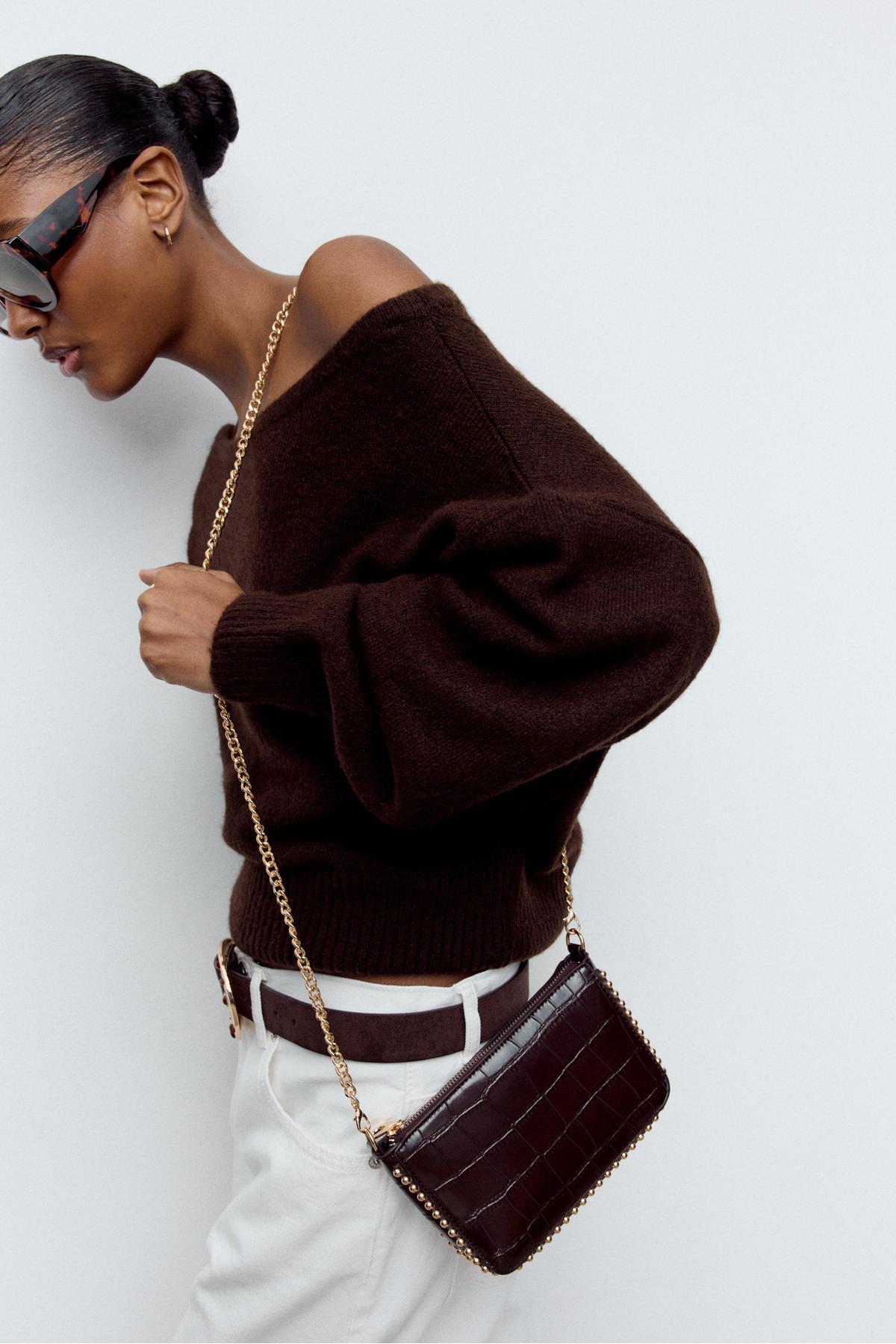 Stradivarius Boncuklu mini timsah deseni görünümlü çanta - Görsel 3