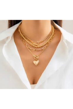 monalisatoka Kadın Kombin Gold Kaplama Gemici Kilit 4’Lü Kolye Seti