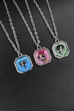 Dukkanka 3'lü Powerpuff Girls Best Friends Çiftli Kolye Bff Arkadaşlık Çelik Baskılı Kolye