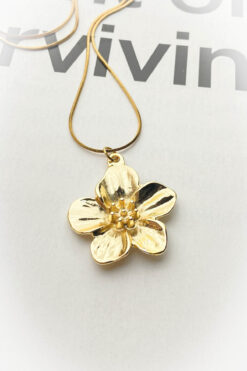 roshel Çelik Çiçek Kolye Kararmaz Altın Kaplama