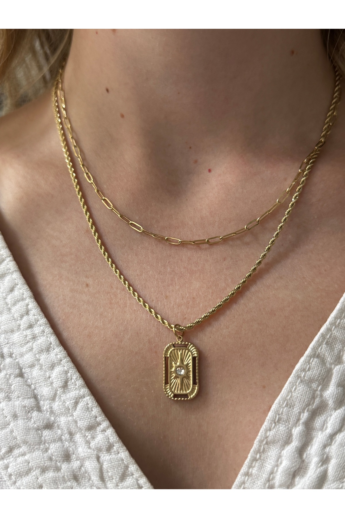 KİLİGİSTANBUL ÇELİK 2'Lİ KUZEY KOLYE 35 ve 45 cm - Görsel 2