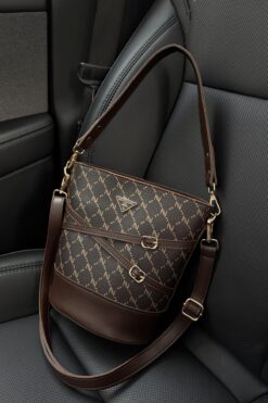 NOTHING Kadın Monogram Kahve Kemer Detaylı Kova Model El Omuz Ve Çapraz Çanta Carla