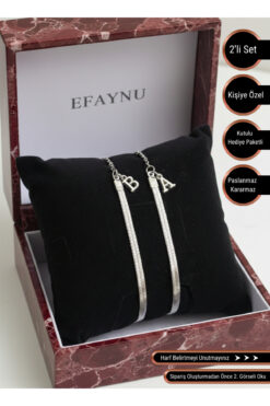 EFAYNU Kararmaz İtalyan Çelik 2 Adet Harfli Bileklik, Sevgili Bilekliği, Çift , Arkadaş Bilekliği