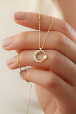 Silvano Jewelry 925 Ayar Gümüş Ay Yıldız Kolye