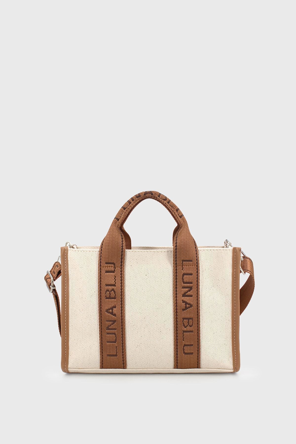 LUNABLU Kadın Çanta Taba Kanvas Çapraz Askılı Omuz Çantası