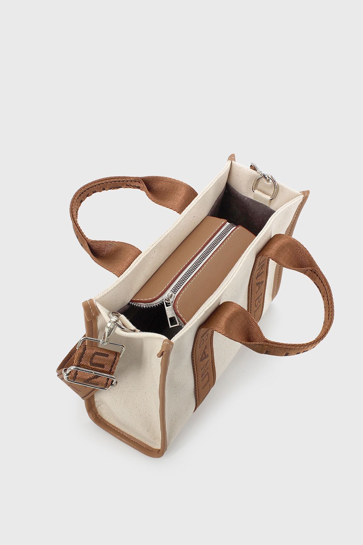 LUNABLU Kadın Çanta Taba Kanvas Çapraz Askılı Omuz Çantası - Görsel 3