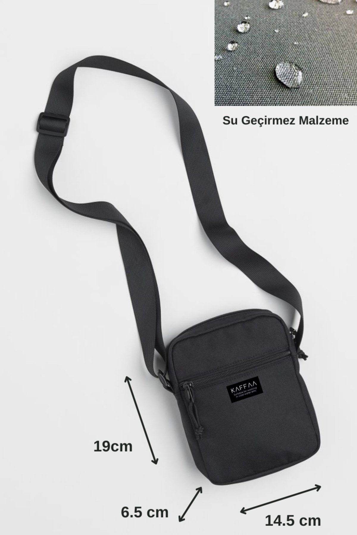 KAFFAA Unisex Askılı Fermuarlı Cepli El Ve Omuz Çantası - Erkek Çantası - Kadın Çantası
