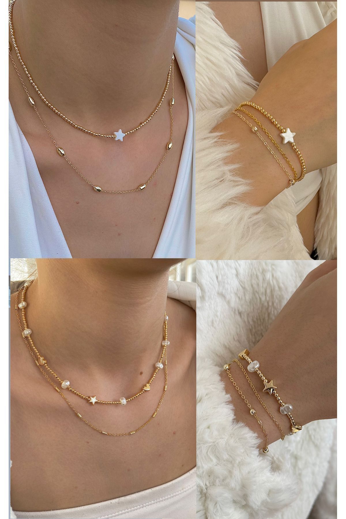 takıtarzım Set 4'ü bir arada 2 kolye 2 bileklik