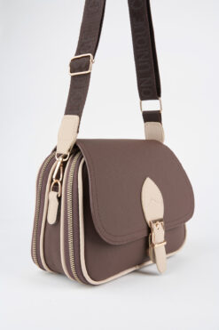 Vivaq Kadın Yonca Kahverengi Vizon 4 Cepli Kapaklı Fermuar ve Çıt Çıt Kapama Kol Ve Omuz Çantası