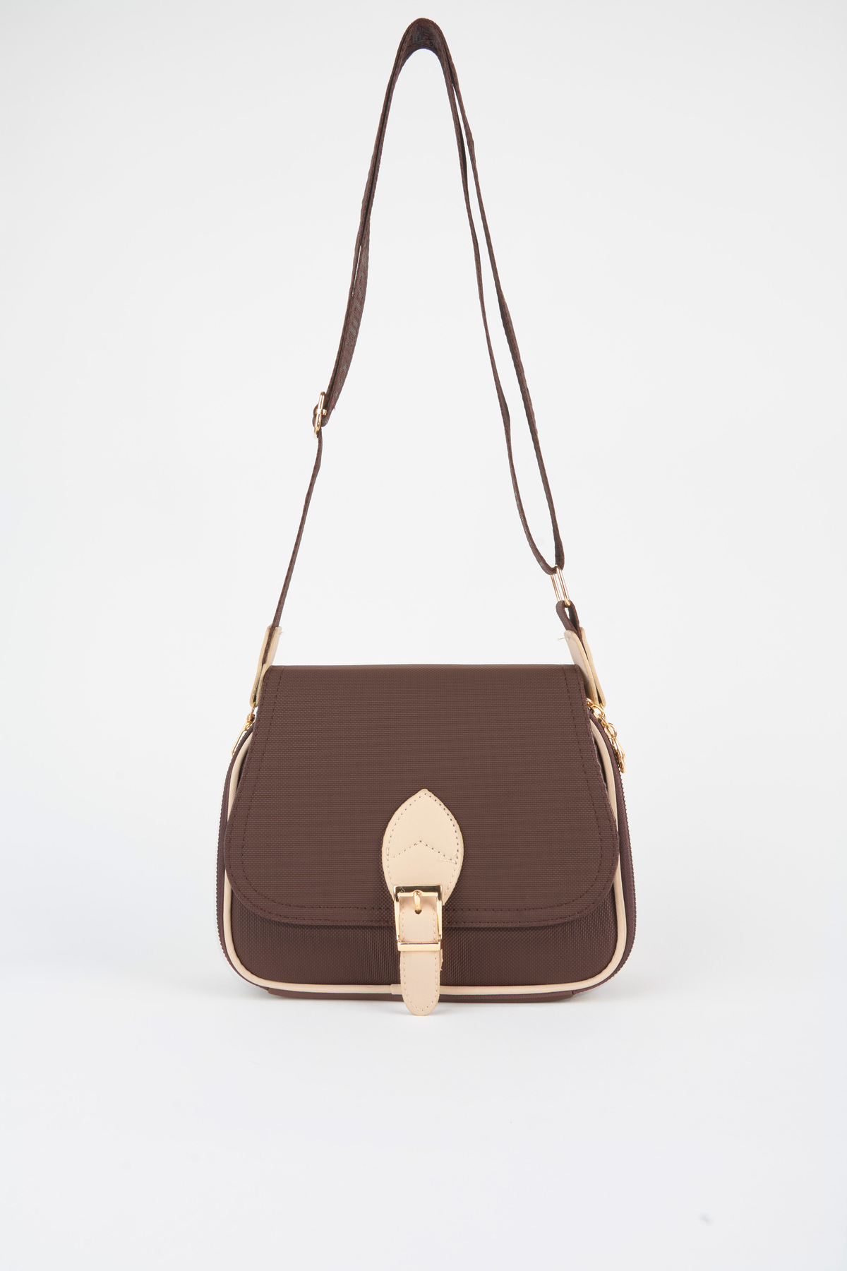 Vivaq Kadın Yonca Kahverengi Vizon 4 Cepli Kapaklı Fermuar ve Çıt Çıt Kapama Kol Ve Omuz Çantası - Görsel 2